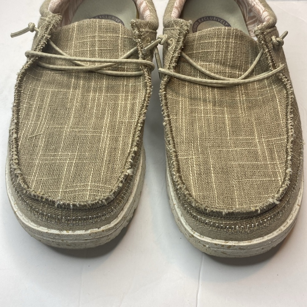 Hey Dude Beige Wendy Chambray Shoes - Picture 2 of 10